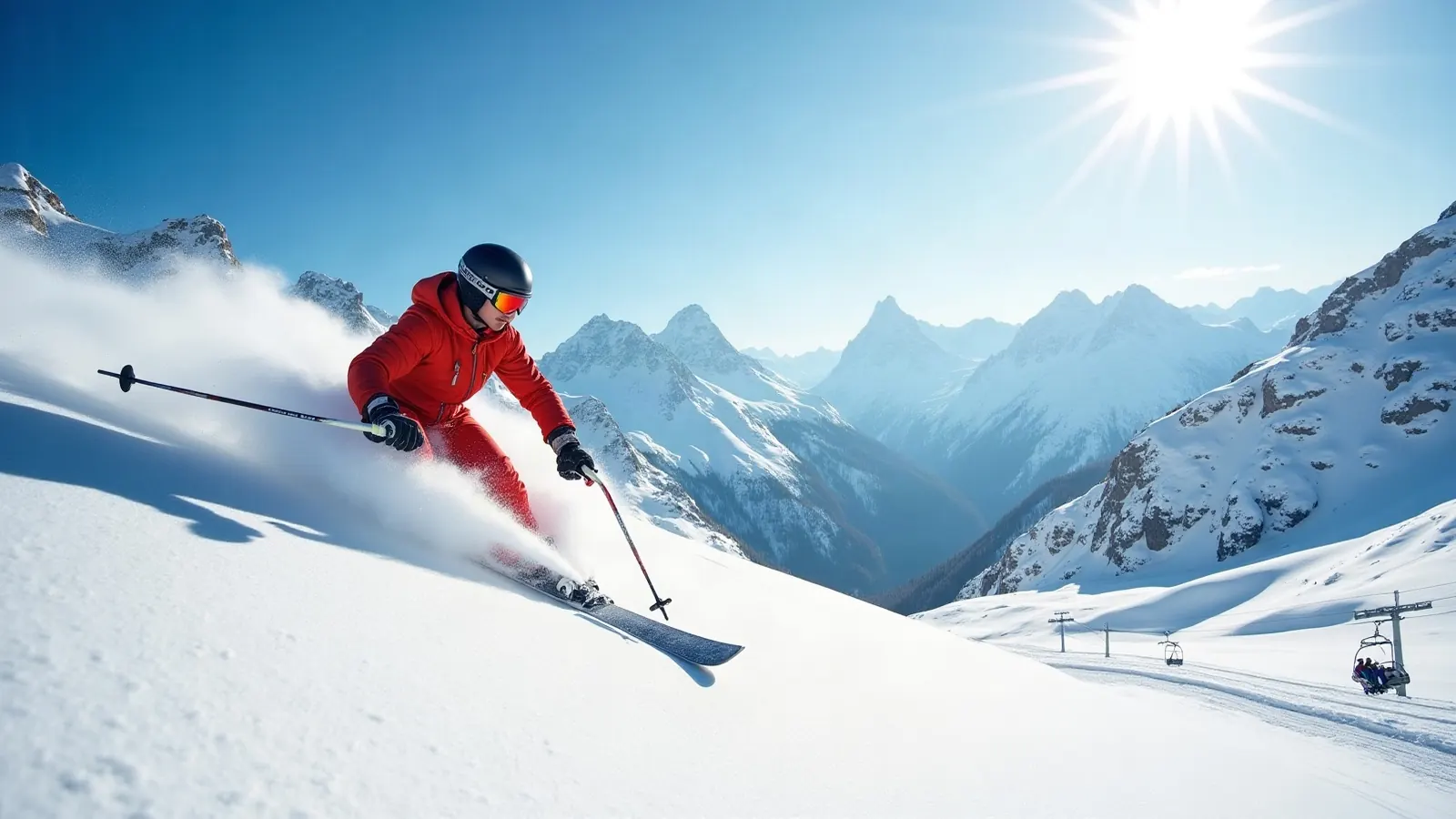 Skiers on a mountain slope