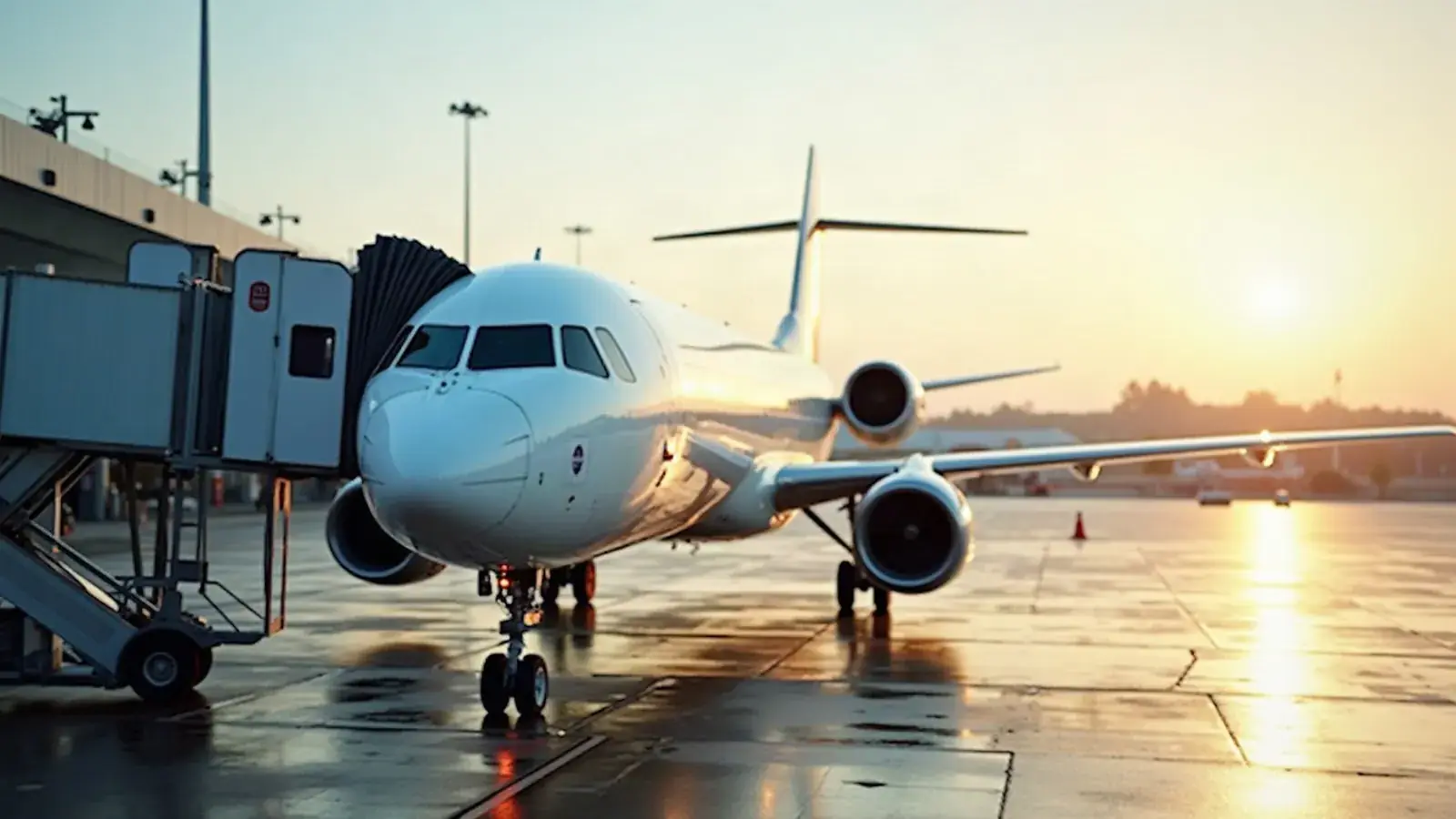 Passenger plane at an airport gate