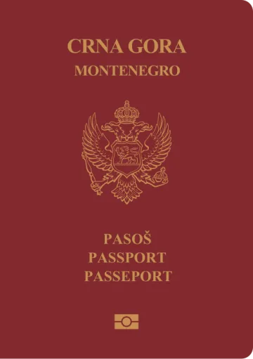 Montenegro passport cover
